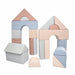 Children's Factory module blocks, 21 pieces front view. 