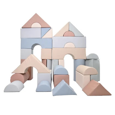 Children's Factory module blocks, set of 35 blocks front view.