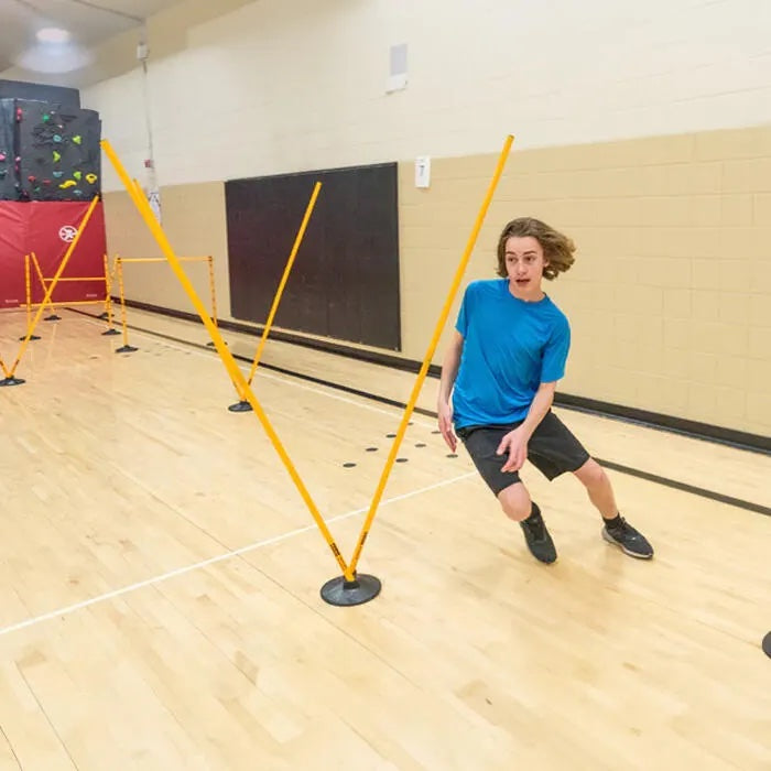 Everlast ninja course demonstration with boy running through course. 