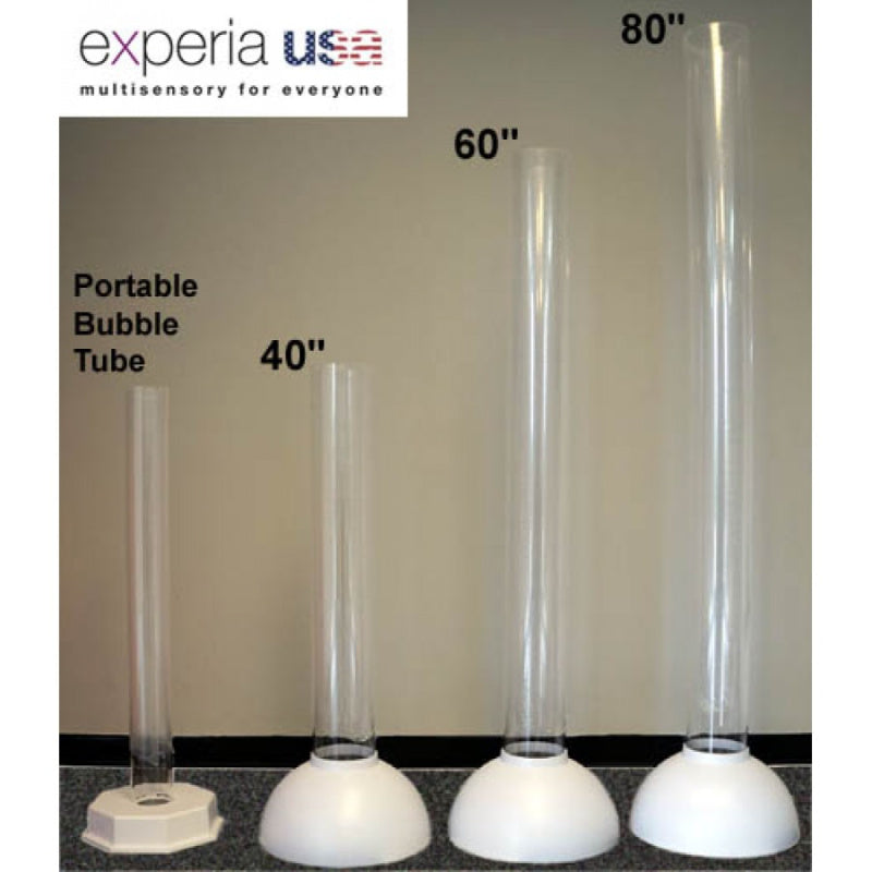 Experia touch sensitive bubble tube in different lengths, labeled '40”', '60”', and '80”'.